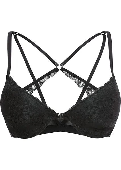 Vorderverschluss Schalen BH mit Racerback in schwarz von vorne - bonprix