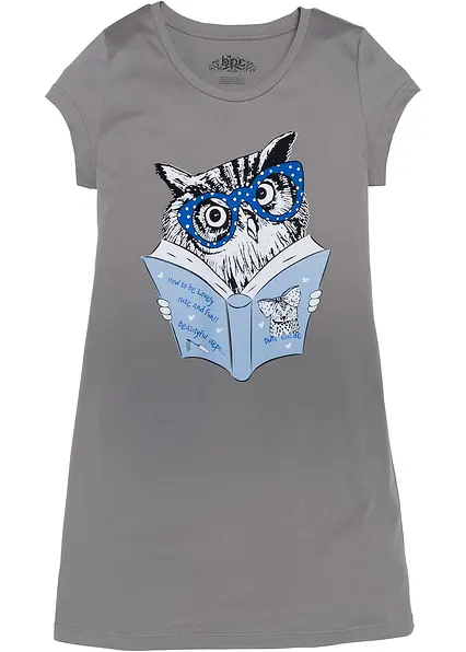 Kurzes Nachthemd aus reiner Bio-Baumwolle in grau von vorne - bonprix