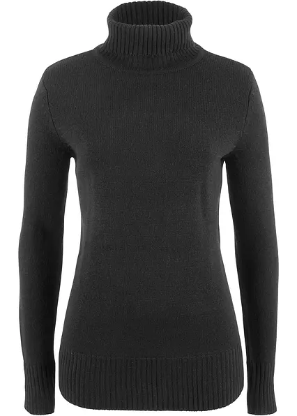 Basic Rollkragenpullover in schwarz von vorne - bonprix