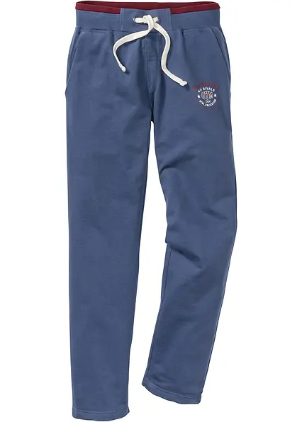 Jogginghose aus reiner Baumwolle mit sportiven Details in blau von vorne - bonprix