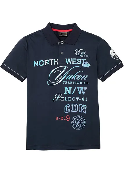 Poloshirt, Kurzarm aus Jersey in blau von vorne - bonprix