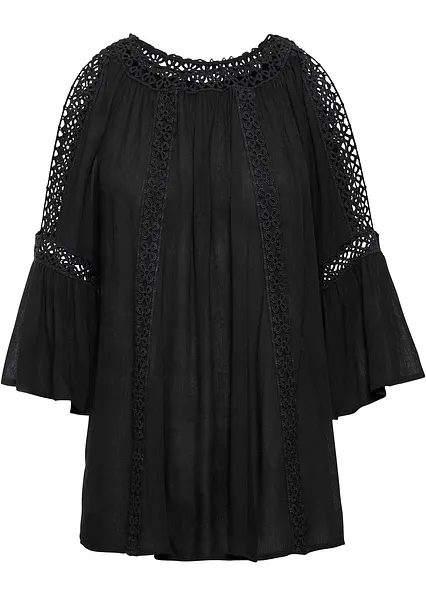 Tunika mit Cut-Outs in schwarz von vorne - bonprix
