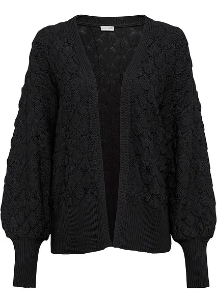 Ajour-Strickjacke in schwarz von vorne - bonprix