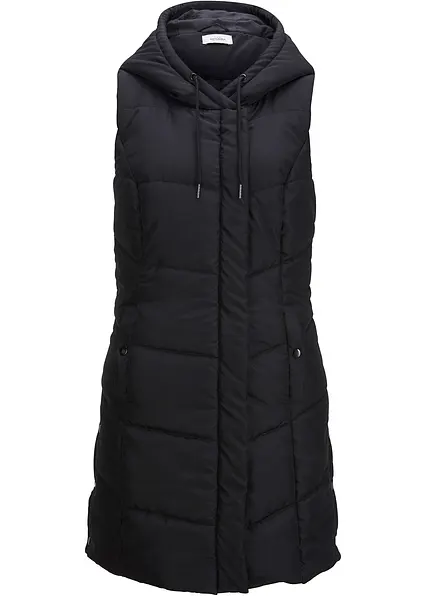 Steppweste aus recyceltem Polyester in schwarz von vorne - bonprix