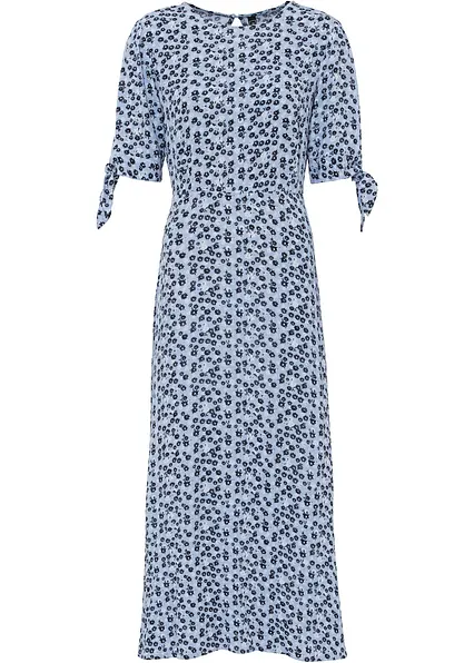 Midikleid aus reiner Viskose in blau von vorne - bonprix