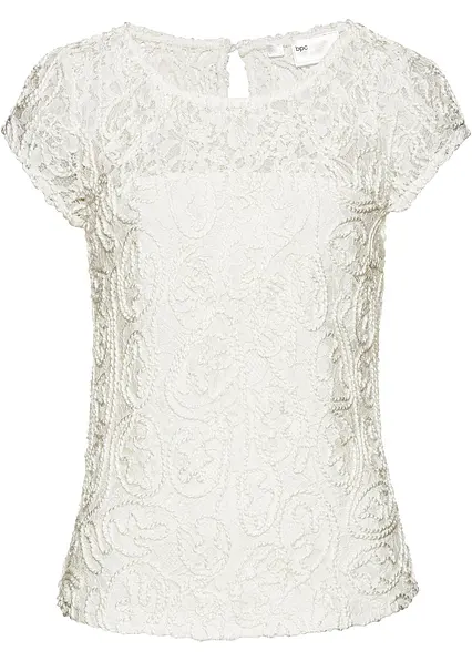 Spitzen-Blusenshirt in weiß von vorne - bonprix