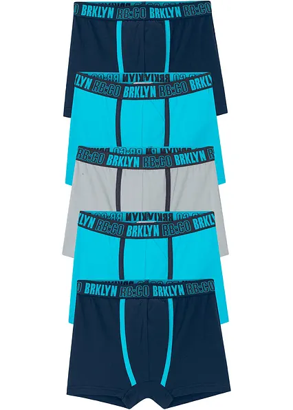 Boxershorts mit weicher Baumwolle (5er Pack) in blau von vorne - bonprix