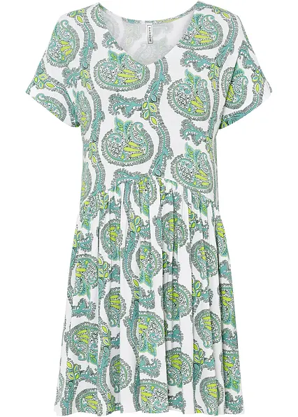 Shirtkleid aus fließendem Viskose-Elasthan-Mix in weiß von vorne - bonprix