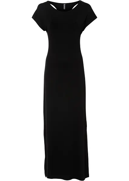 Jerseykleid aus fließendem Viskose-Elasthan-Mix in schwarz von vorne - bonprix