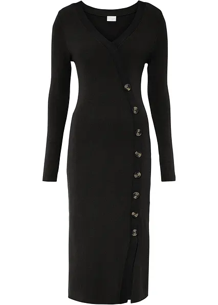 Strickkleid aus Viskose-Mix in schwarz von vorne - bonprix