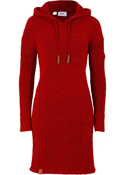 Strickkleid mit Kapuze in rot von vorne - bonprix