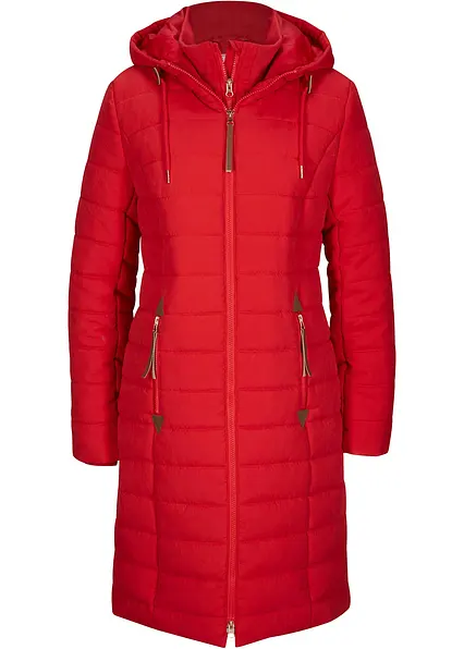 Steppmantel, 2-in-1 Optik in rot von vorne - bonprix