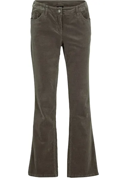 Stretch-Cordhose, Bootcut in grün von vorne - bonprix