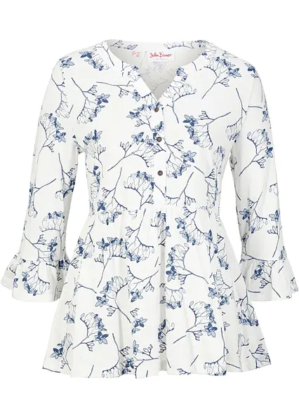 Shirt-Tunika, 3/4-Arm in weiß von vorne - bonprix