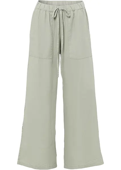 Marlenehose aus Leinen in grün von vorne - bonprix