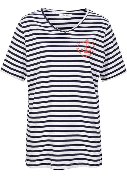 T-Shirt aus reiner Bio-Baumwolle in weiß von vorne - bonprix