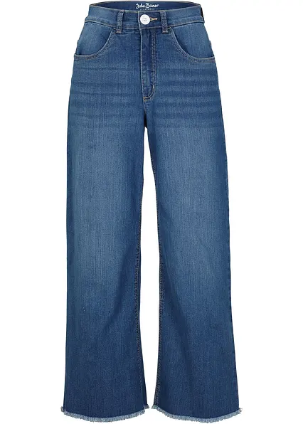 7/8-Komfort-Stretch-Jeans, Wide Fit in blau von vorne - bonprix