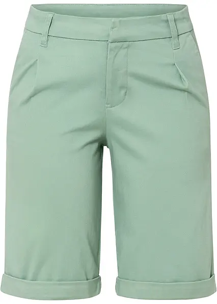Stretch-Bermuda in grün von vorne - bonprix