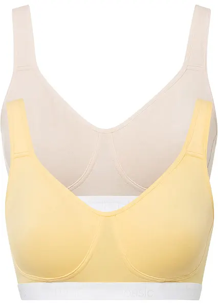 BH ohne Bügel mit Bio-Baumwolle (2er Pack) in beige von vorne - bonprix