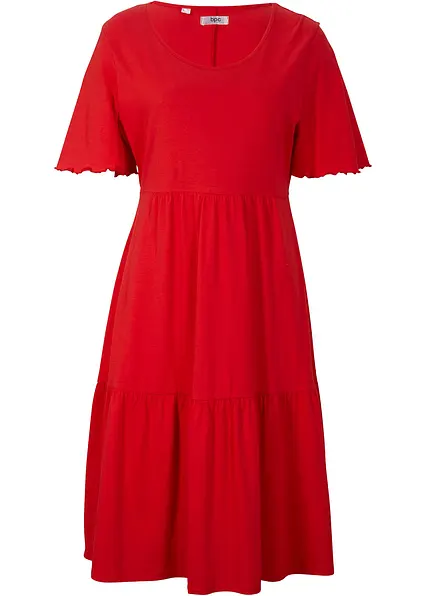 Jerseykleid aus reiner Baumwolle in rot von vorne - bonprix