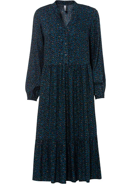 Midikleid aus Viskose in petrol von vorne - bonprix