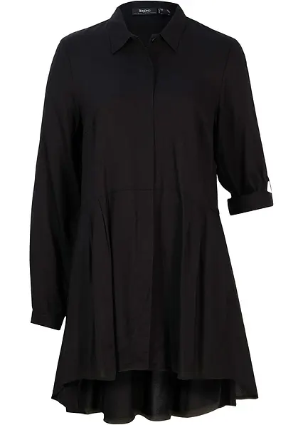Vokuhila-Bluse aus reiner Viskose in schwarz von vorne - bonprix