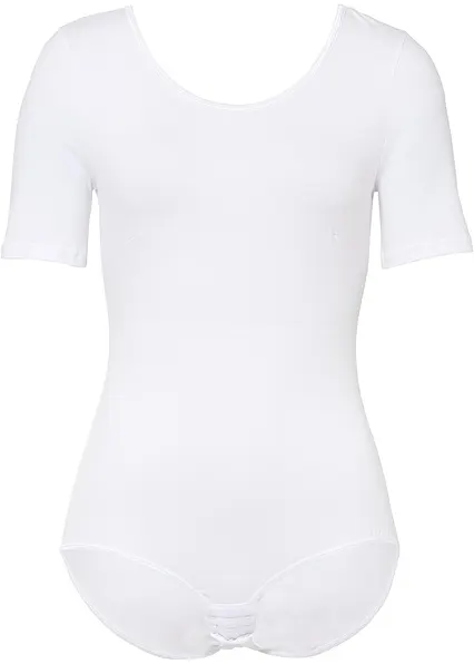 Halbarm Body mit Baumwolle in weiß von vorne - bonprix