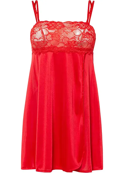 Negligé mit Glanzeffekt in rot von vorne - bonprix