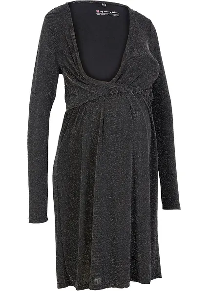 Festlich glizerndes Umstands- und Stillkleid in schwarz von vorne - bonprix