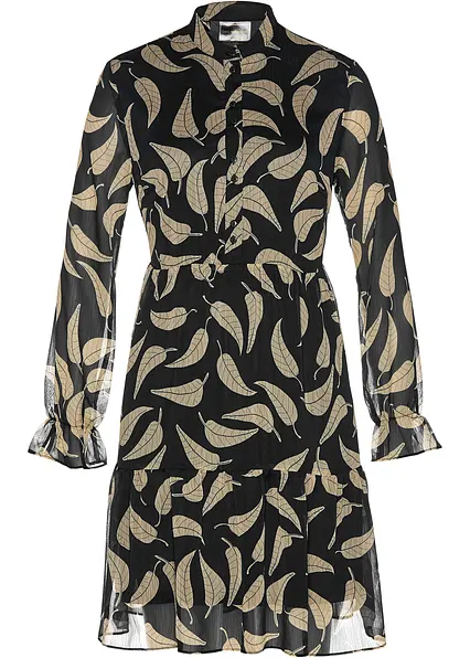 Chiffon Kleid in schwarz von vorne - bonprix