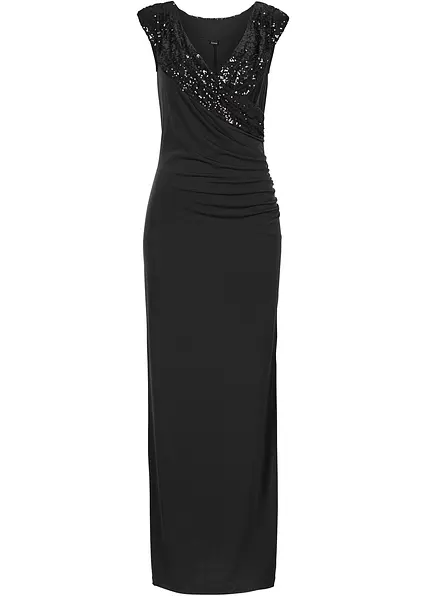 Jerseykleid mit Pailletten in schwarz - bonprix