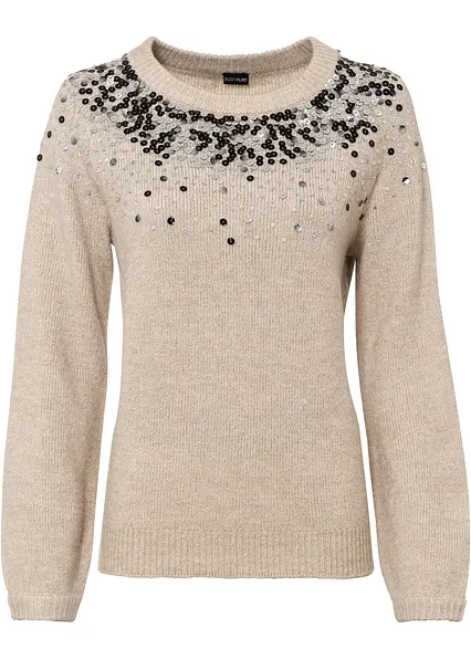 Pullover in beige von vorne - bonprix