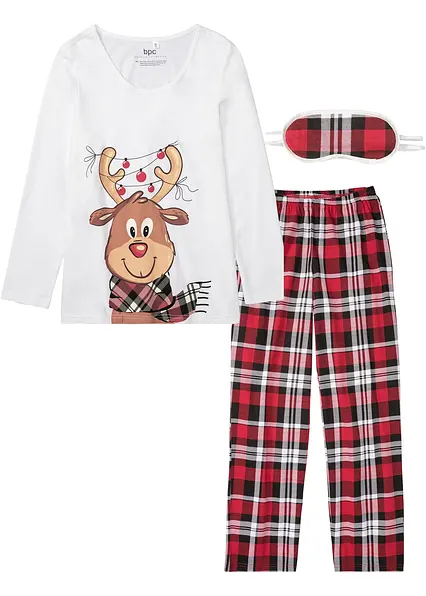 Pyjama mit Schlafmaske in weiß von vorne - bonprix