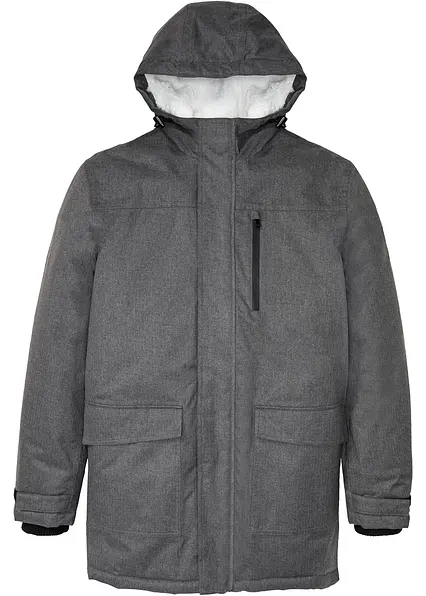 wasserdichter Funktions-Parka mit Teddyfleece in grau von vorne - bonprix