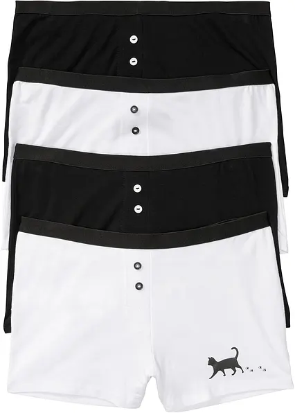 Damen Boxer (4er Pack) in schwarz von vorne - bonprix