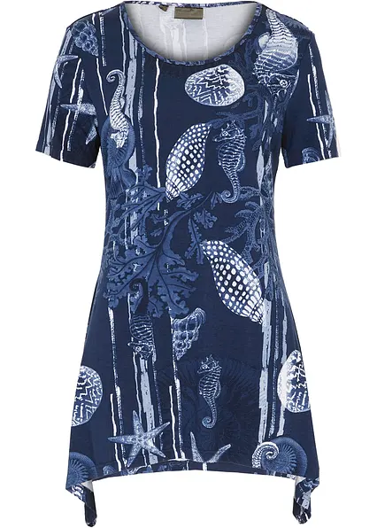 Longshirt aus softem Viskose-Mix in blau von vorne - bonprix