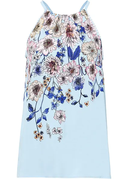 Blusentop aus fließender Viskose in blau von vorne - bonprix