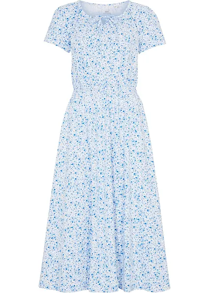 Midikleid aus elastischem Bio-Baumwoll-Mix in weiß von vorne - bonprix