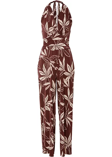 Neckholder-Jumpsuit in braun von vorne - bonprix