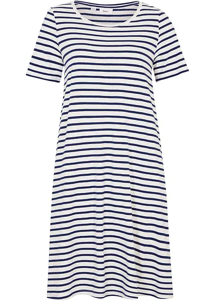 Baumwoll- Shirtkleid aus Flammgarn in weiß von vorne - bonprix