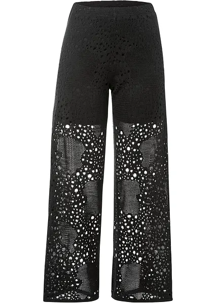 Strick-Schlupfhose in schwarz von vorne - bonprix