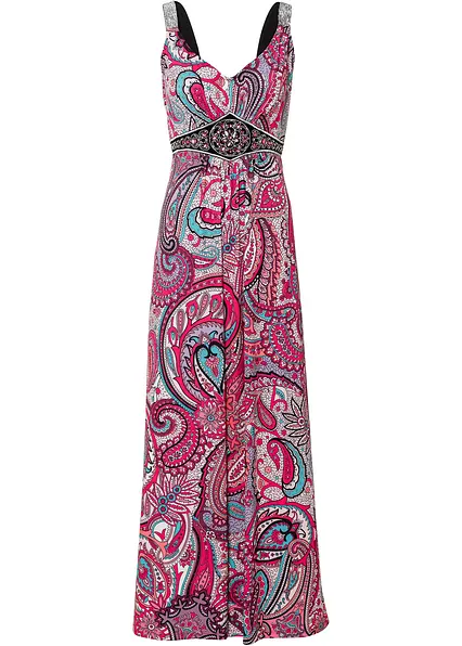 Maxikleid mit Applikationen in pink von vorne - bonprix