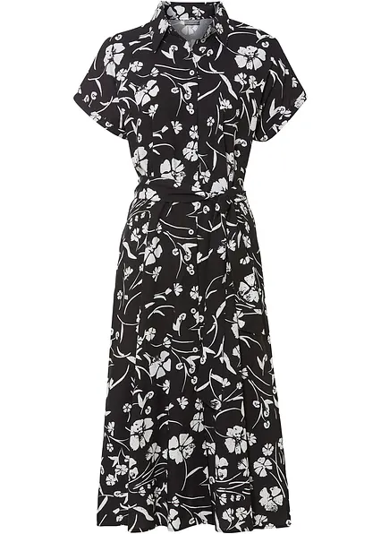 bedrucktes Blusenkleid in schwarz von vorne - bonprix