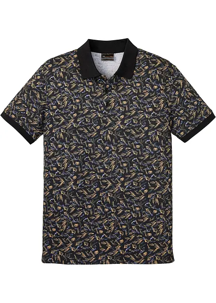 Poloshirt aus reiner Baumwolle in schwarz von vorne - bonprix