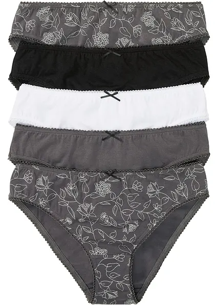 Slip mit Bio-Baumwolle (5er Pack) in grau von vorne - bonprix