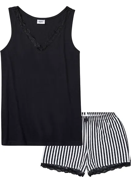 Shorty mit feiner Spitze in schwarz von vorne - bonprix