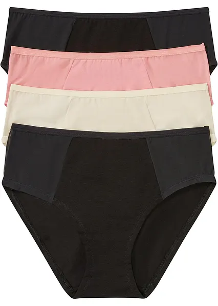 Maxislip mit Bio-Baumwolle (4er Pack) in schwarz von vorne - bonprix