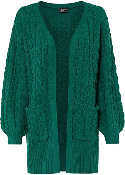 Longstrickjacke in grün von vorne - bonprix