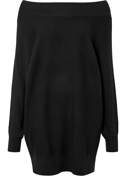 Off-Shoulder-Pullover aus Viskose-Mix in schwarz von vorne - bonprix