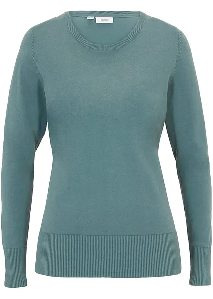 Basic Pullover mit recycelter Baumwolle in grün von vorne - bonprix
